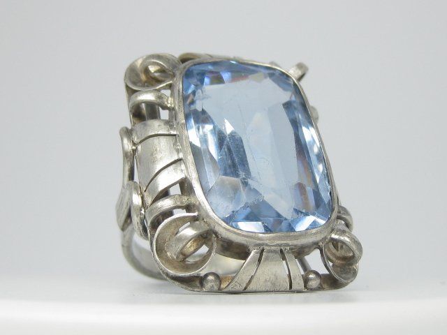 Ringe: Art Deco Ring Silber geprüft blauer Stein antik Gr. 55 – Gebraucht aus Ermatingen von prior_time 2