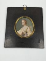 Antikes Miniaturporträt Louise de Lorraine, signiert, 1850er