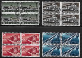 1947: 100 J.CH-Eisenbahn Viererblock Nr.277-280 gest.