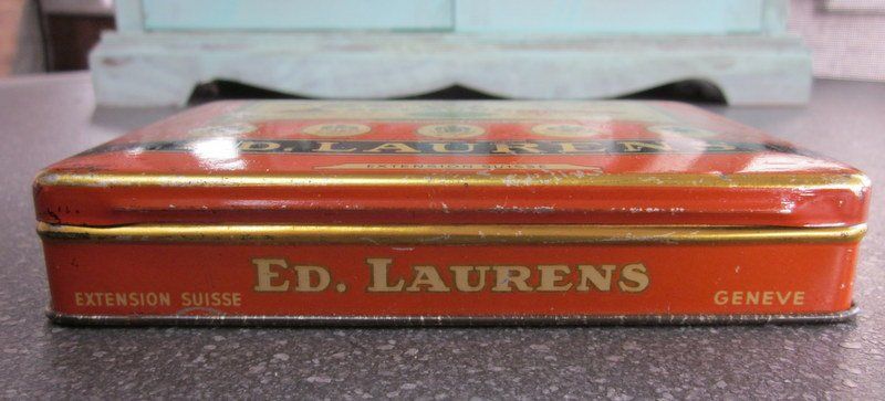 Dosen: Alte Blechdose ED. LAURENS, Genève, Orange – Gebraucht aus Bischofszell von Pfau0 3