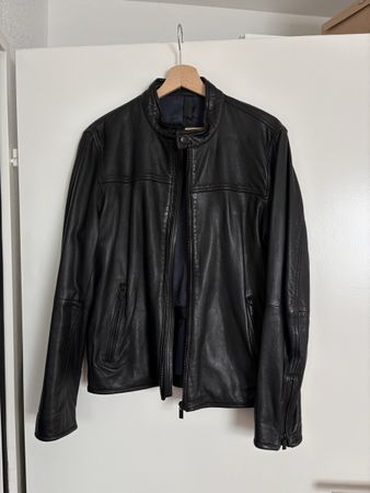 Massimo Dutti Leather black jacket 