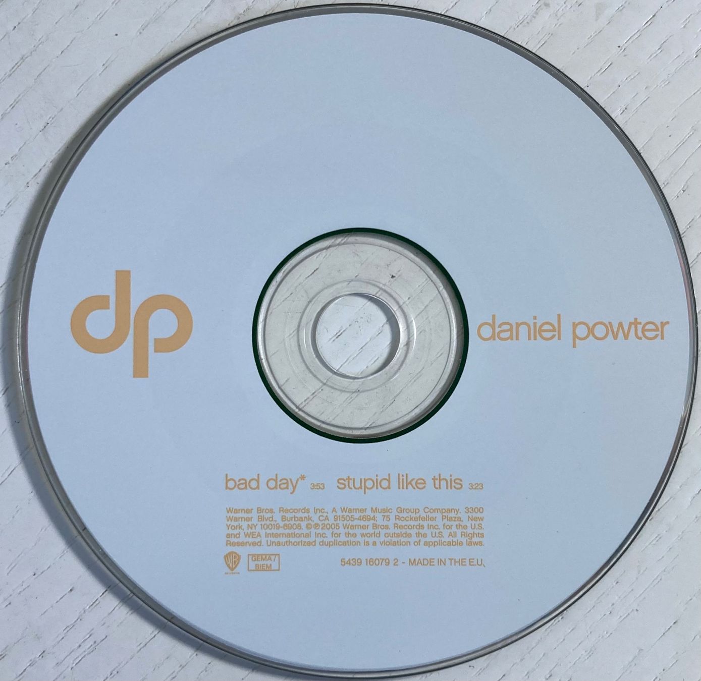 CD: DANIEL POWTER - BAD DAY – Usato da Poliez-Pittet venduto da Newtown-Records 2