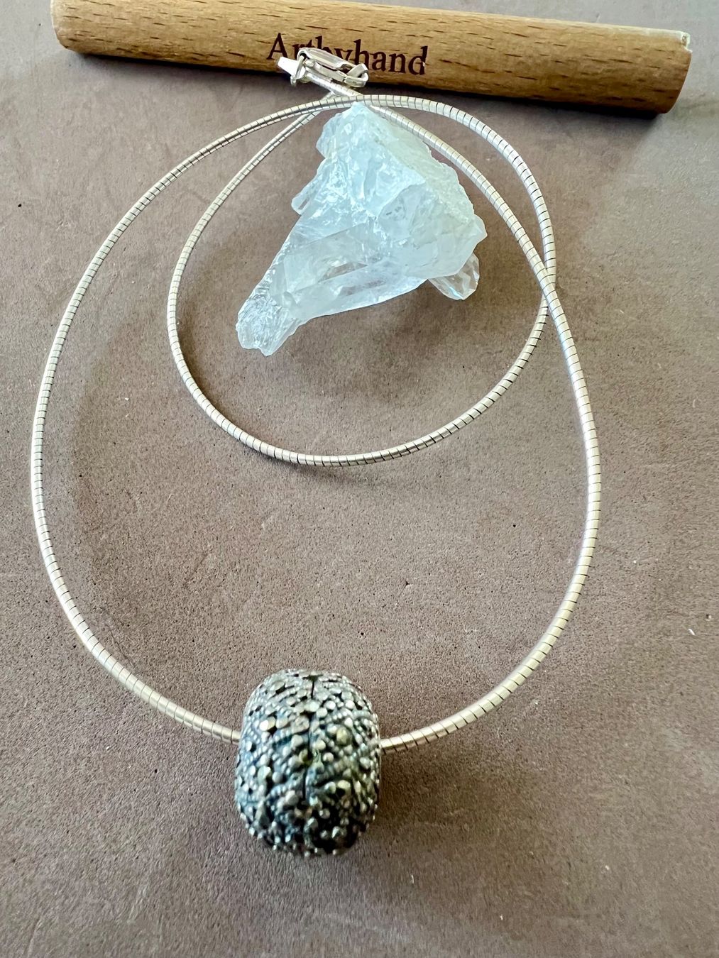 Catenine: 925 Silber Schlangenkette & funkelnder Markasit-Silberkugel – Usato da Ruswil venduto da artbyhand