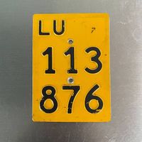 Mofanummer Nummernschild Plaque Mofa LU gelb