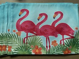 summer Flamingo Placemats Set of 4, Tropical Print
