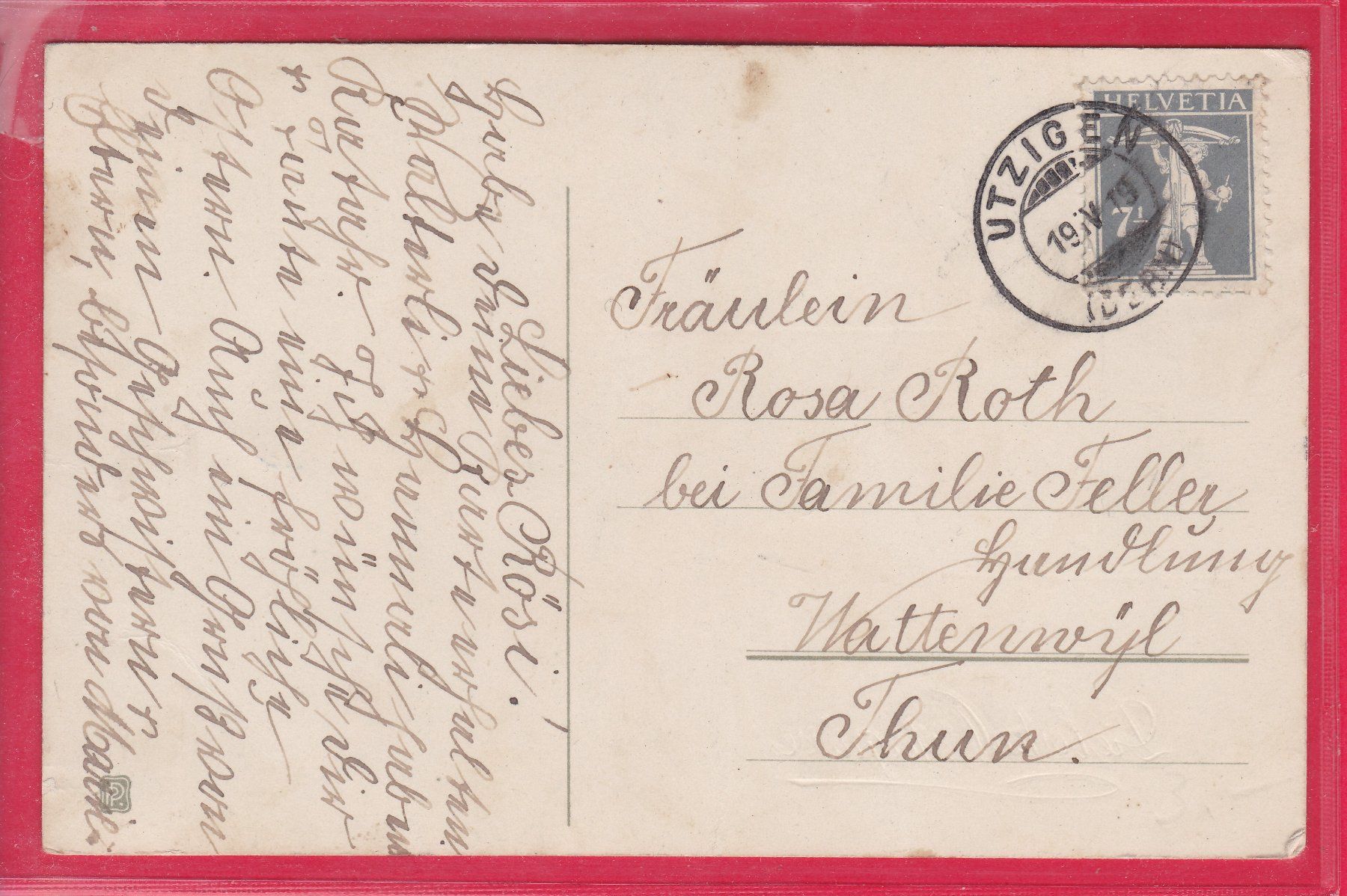 Ansichtskarten: DIE BESTEN OSTERGRÜSSE, 19.4.1919 – Gebraucht aus Oberrieden von Gebirgsstelze 1