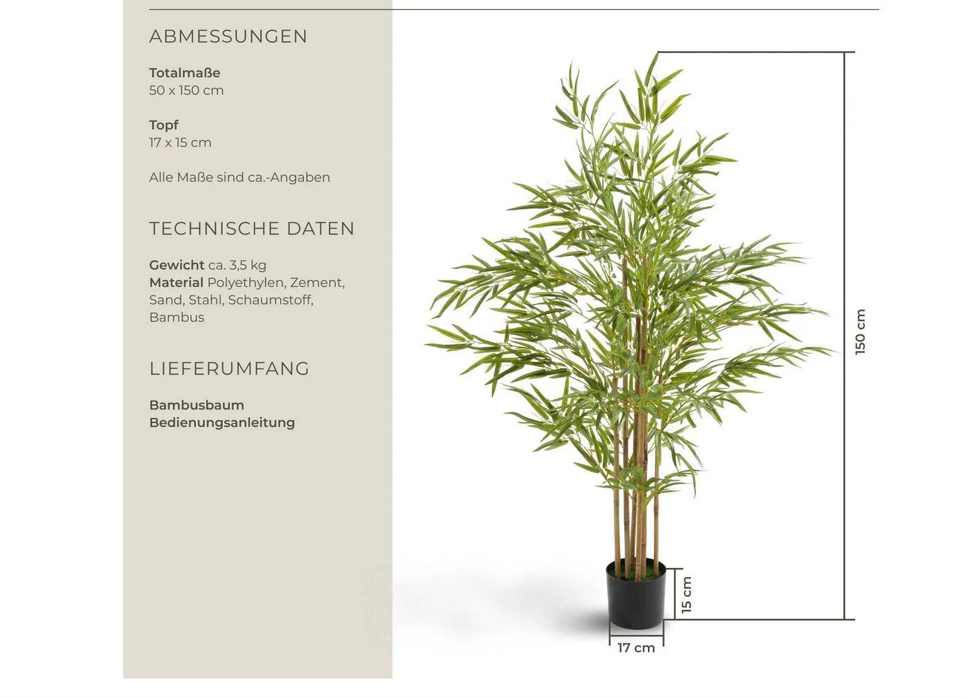Piante & sementi: Künstlicher Bambusbaum Bambosa 150 cm – Nuovo (secondo la descrizione) da Steinhausen venduto da Retourenprofis 2