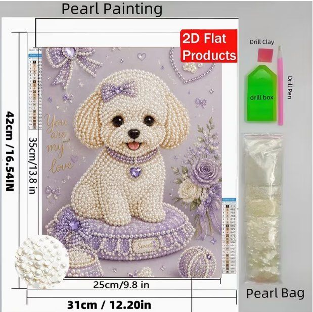 Kit bricolage: Diamond Painting Bichon Frisé-9-Perlen-726 – Nuovo e nell'imballaggio originale da Obergösgen venduto da Diydiamant 2