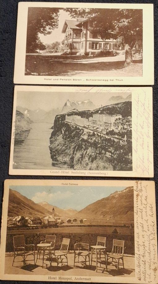 Ansichtskarten: 3 uralte Ansichtskarten Hotel Schweiz  – Gebraucht aus oekingen von beauty1964