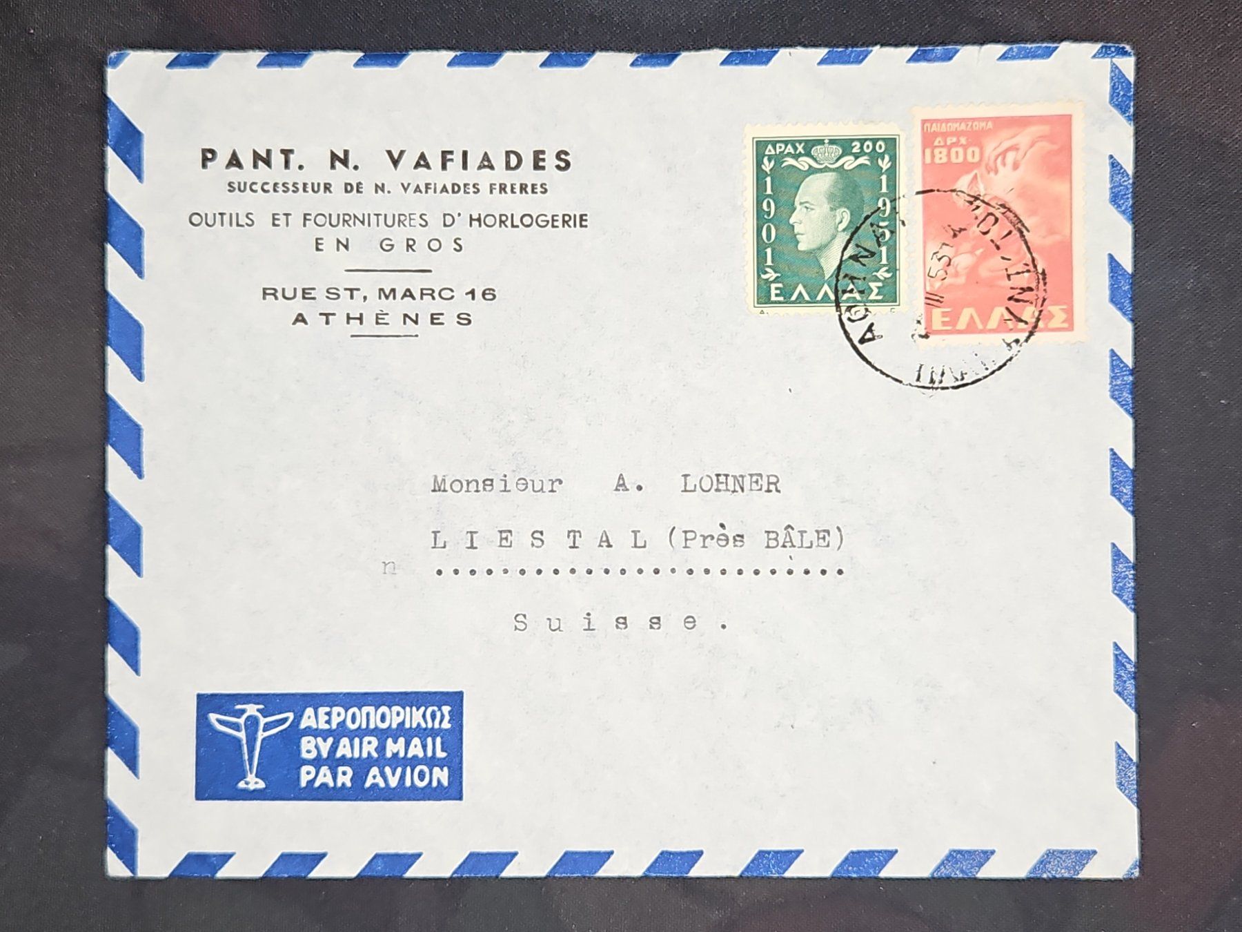 Tutti i francobolli: CL25 Enveloppe + Timbre Grèce 1953 – Usato da Cousset venduto da Patrick_Collections