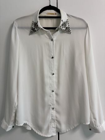 Bluse mit Glitzerkragen