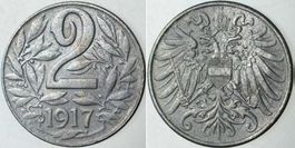 2 Heller Oesterreich 1917 vorzüglich