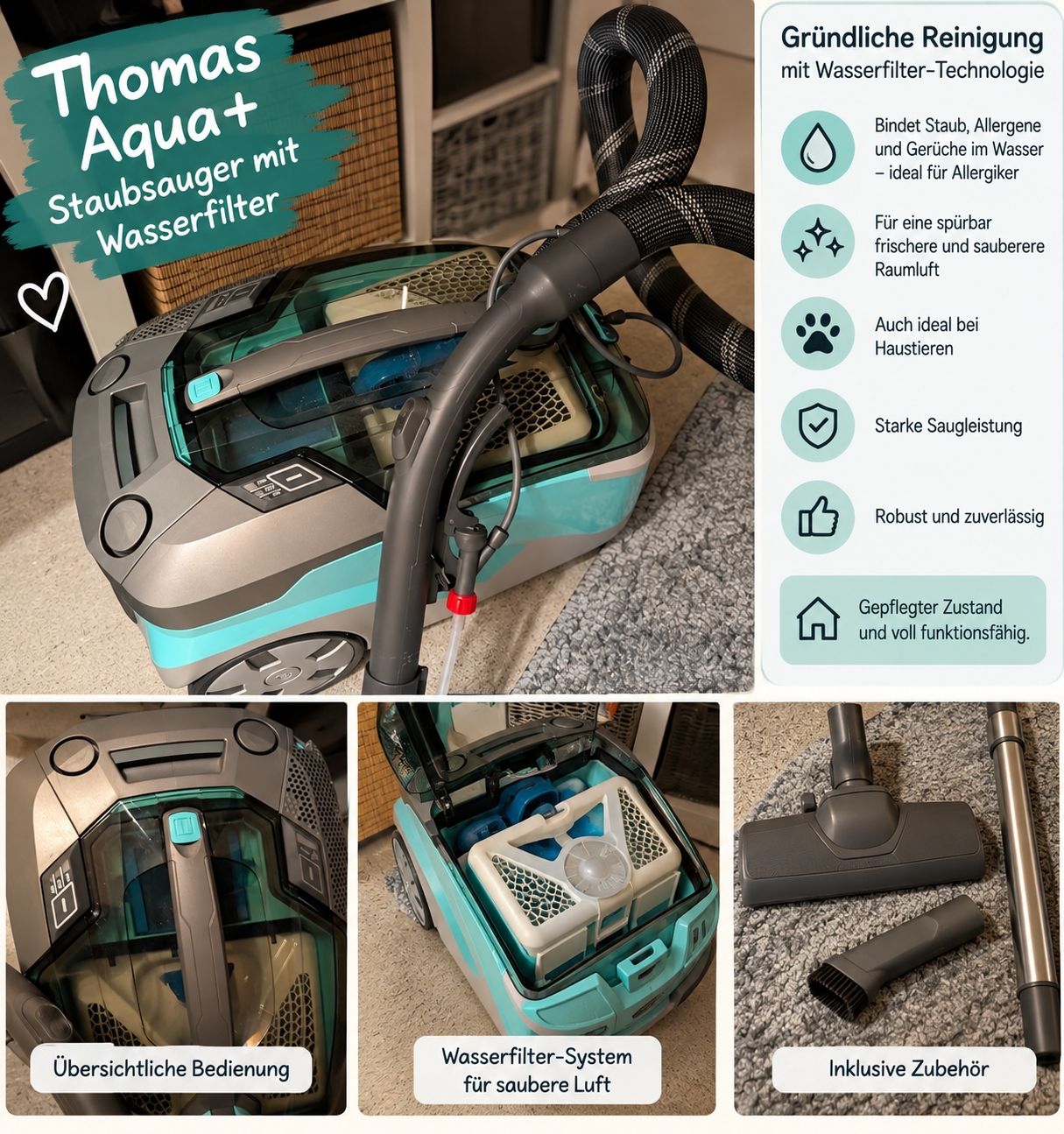Thomas Aspirapolveri & Accessori: Thomas Aqua+ Staubsauger mit Wasserfilter gepflegt – Usato da Niederglatt ZH venduto da fabim1312