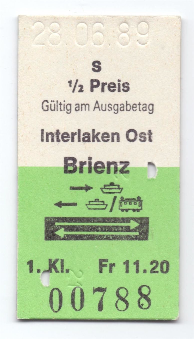 Biglietti: Schiff-Billette Interlaken Ost - Brienz – Usato da Langenthal venduto da Sammlungs_aus