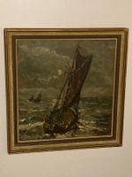 Rene Clarot 1950 (1882-1972) Gemälde signiert mit Schiffen