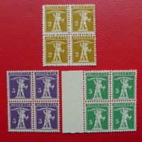 1910, Nr.123II-125II, Vierer-Blöcke ** postfrisch Kat: 744.-