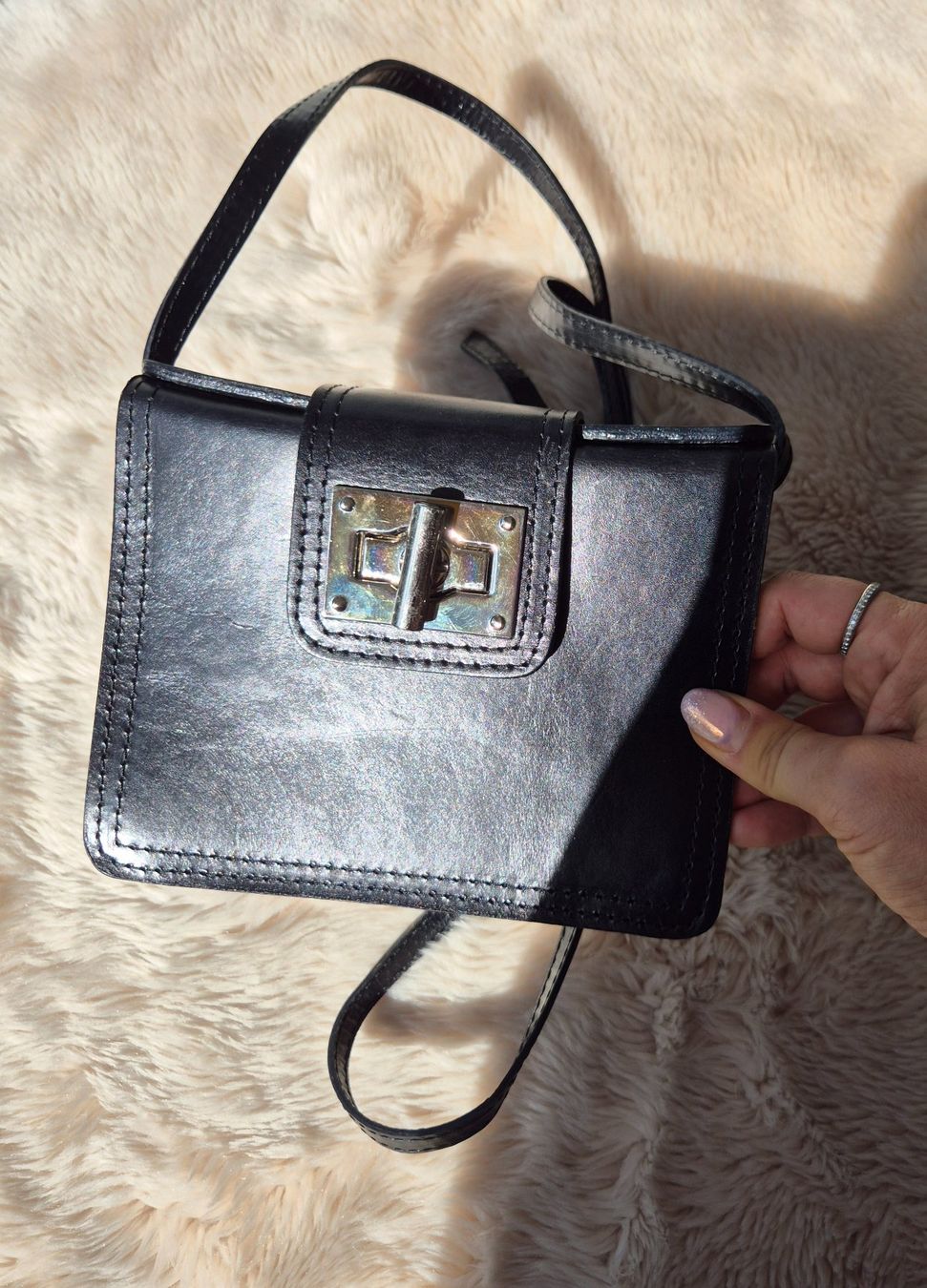 Taschen für Damen: LEDERTASCHE LEDER TASCHE SCHWARZ MINI CLUTCH BASIC,  TOP – Gebraucht aus Elsau von the-colorful-side 7