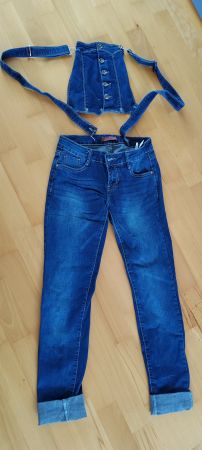 Jeans-Set Gr. 27, neuwertig! Jeans, Top mit Bänder💙