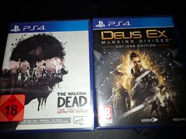 2 PS4 Spiele Walking Dead und Deus Ex