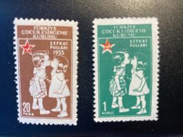 Türkei 1955 zwei Kinderhilfsmarken postfrisch