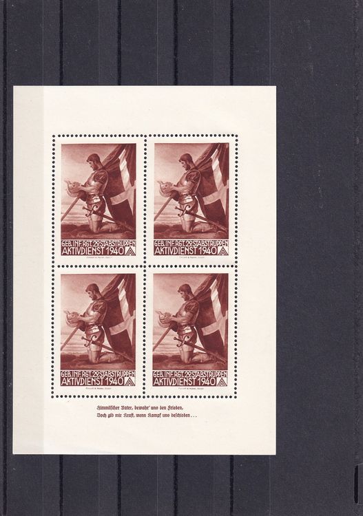 Tutti i francobolli: Infanterie Geb.Inf.Rgt.29 Stabstruppen: Nr. 303 / 5 – Nuovo (secondo la descrizione) da Birsfelden venduto da Sakurajima