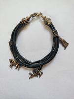 Lederarmband mit Anhängern Silber 925, neuwertig