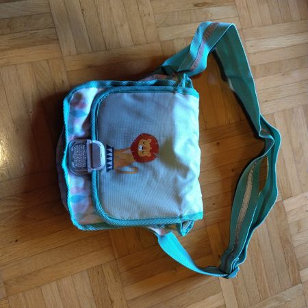 Kinder Umhängetasche mit Löwen Motiv hellblau gebraucht