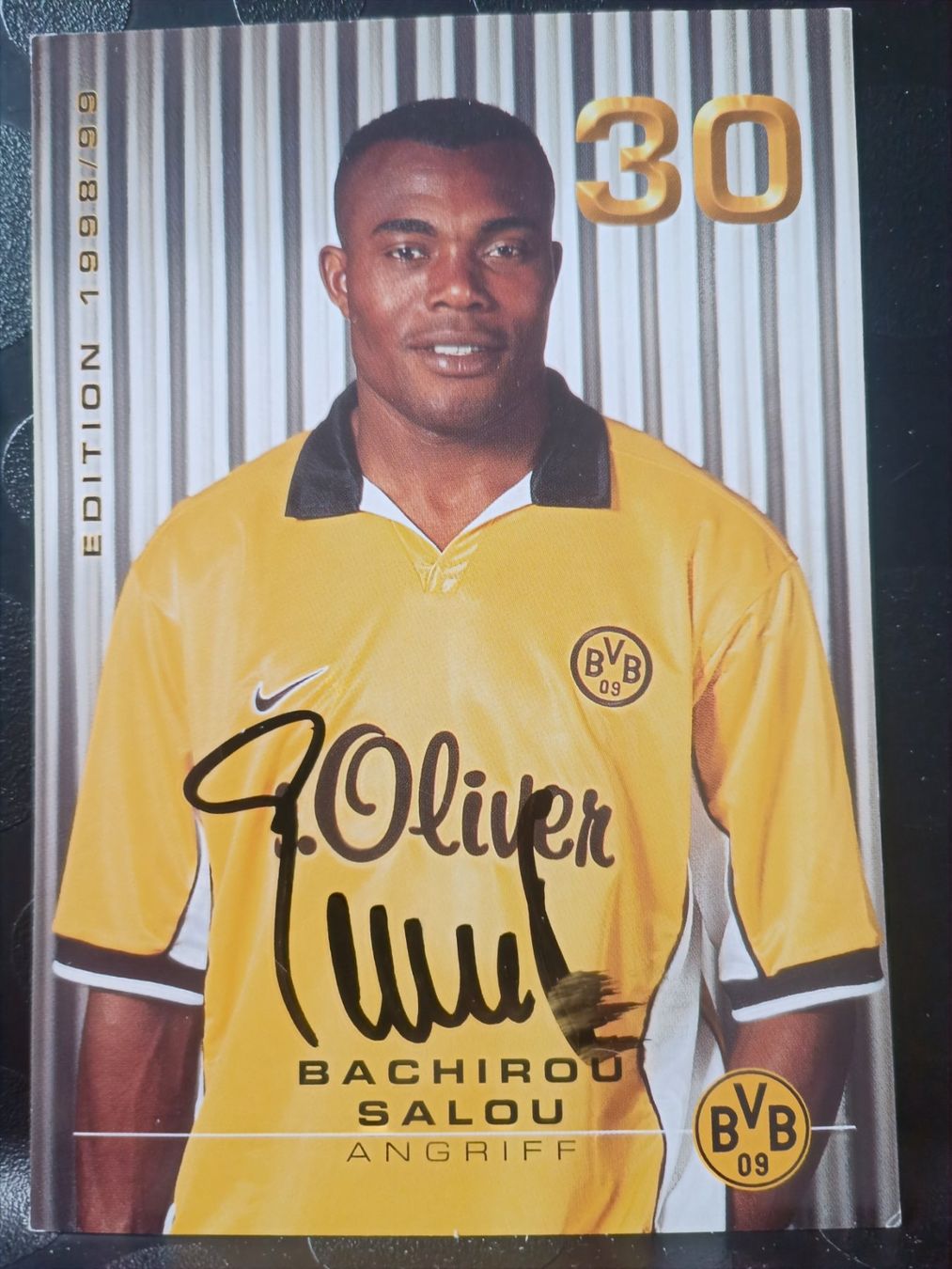 Autografi: Bachirou Salou - handsignierte BVB Karte – Usato da Menziken venduto da Artographs