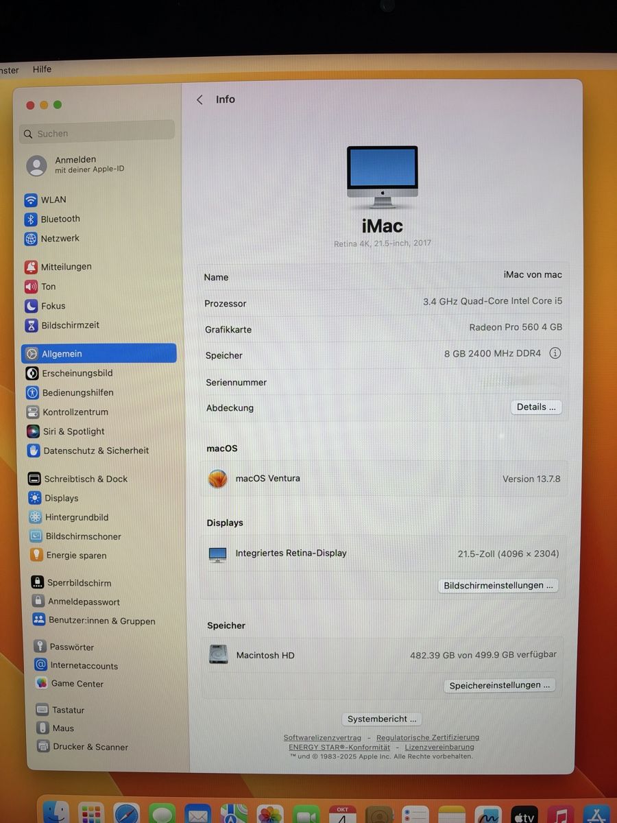 Apple PCs: Apple iMac 21.5" 2017 500GB SSD – Gebraucht aus Burgdorf von manusch02 1
