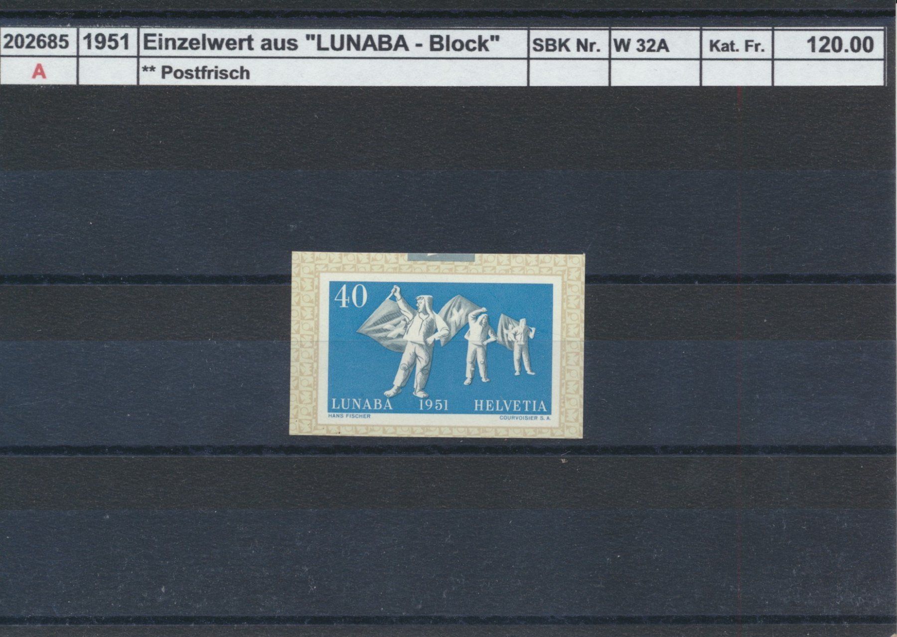 Alle Briefmarken: 1951 Einzelwert aus "LUNABA - Block", ** postfrisch – Neu (gemäss Beschreibung) aus Winterthur von Zupogeru