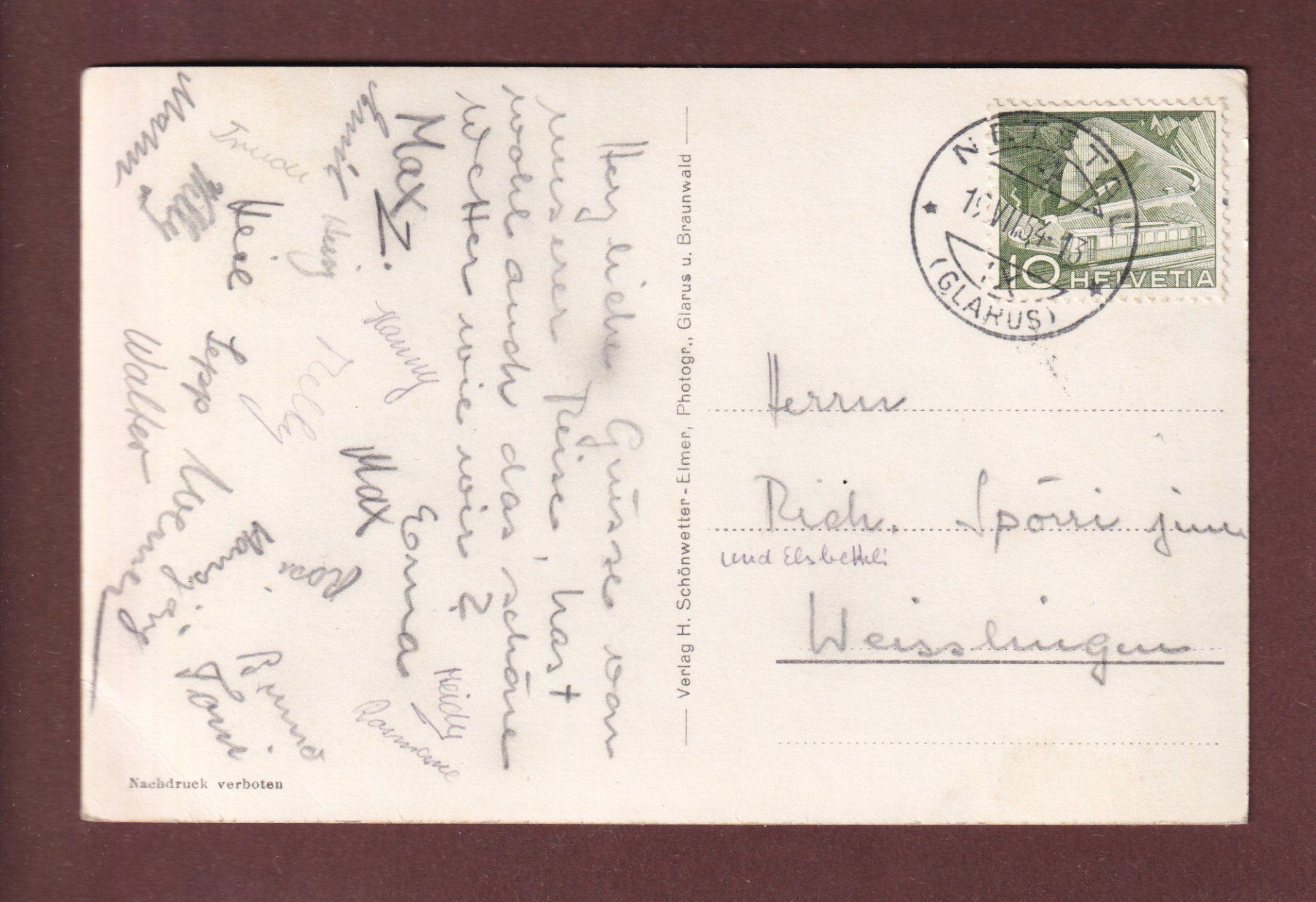 Cartoline postali: STAUSEE GARICHTE ob Schwanden - 1954 // Eckbug // – Usato da Pully venduto da nicecards-shop 1