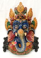 Prächtige Holz Wand-Maske Ganesh aus Nepal, 53cm