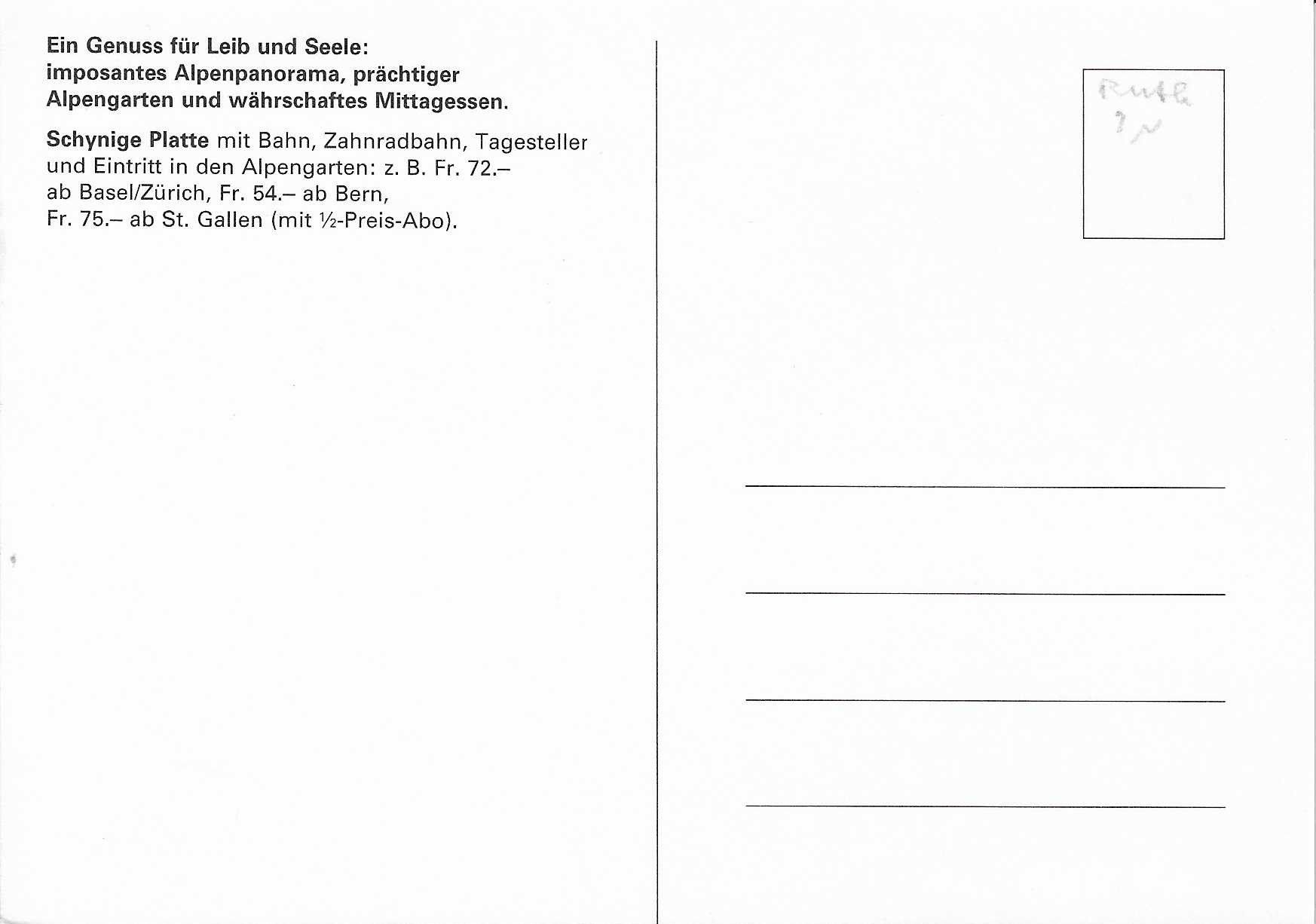 Cartoline postali: Schynige Platte BE – Nuovo (secondo la descrizione) da Rothrist venduto da Stranglehold 1