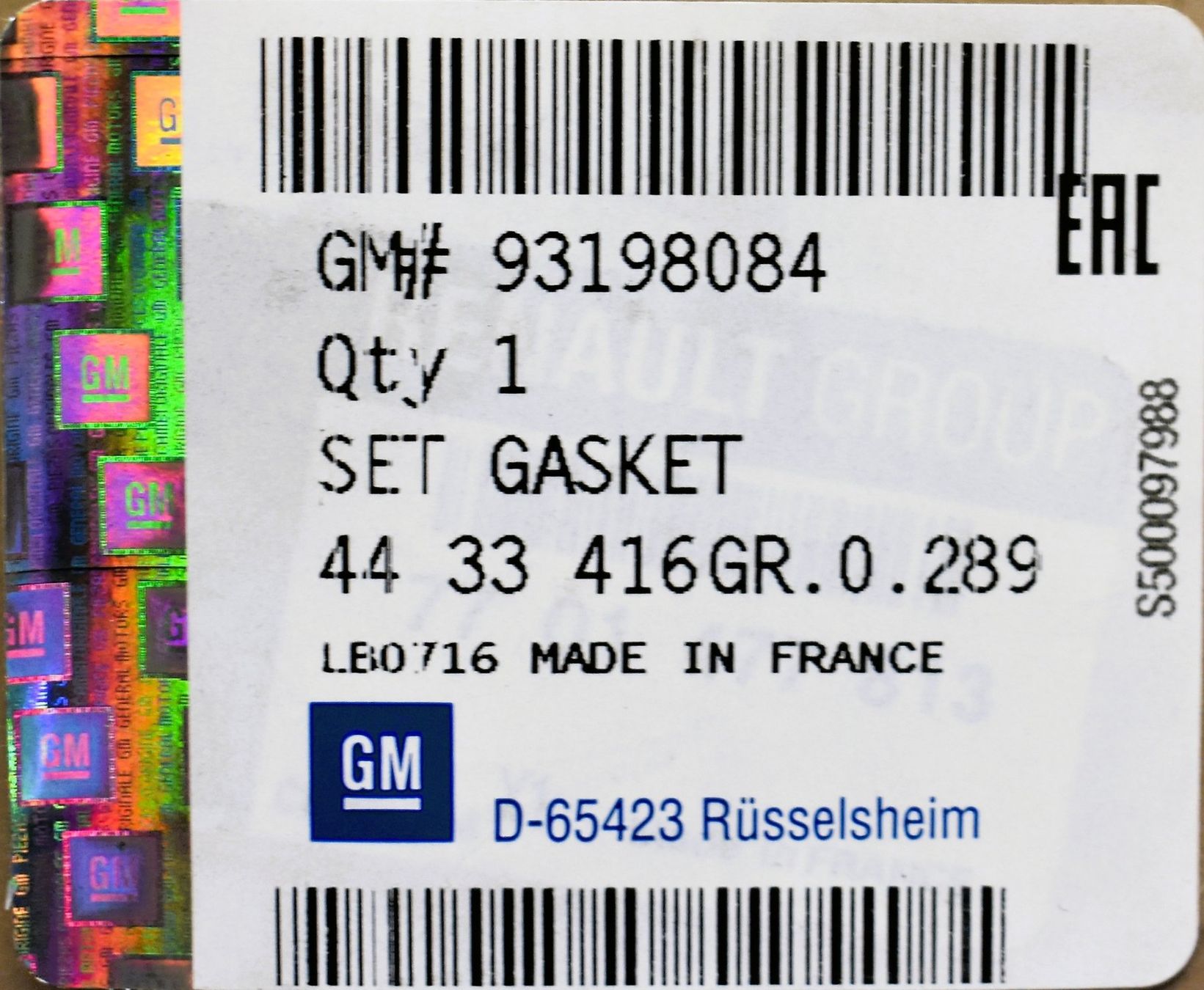 Sanitär: Ventildeckeldichtung Opel - 93198084 Neu – Neu (gemäss Beschreibung) aus Buchs SG von Sulserag 1