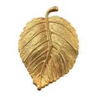 Broche DPR vintage en métal doré en forme de feuille