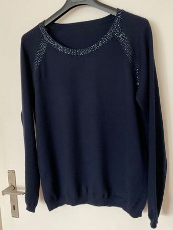 ALBERTO BINI 100% Wolle Pullover Gr 3 (M/L) marineblau