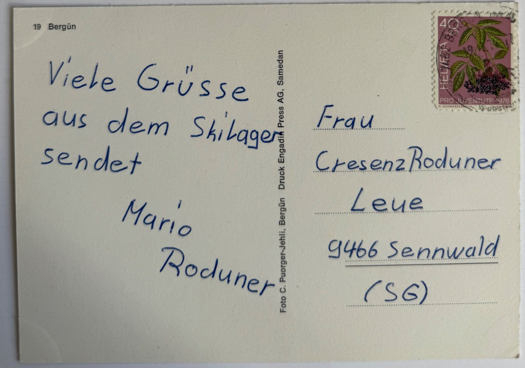 Cartoline postali: Bergün 1970 – Usato da Lutry venduto da Ediego 1