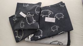 2 housses de duvet / 2 taies d'oreiller motif moutons