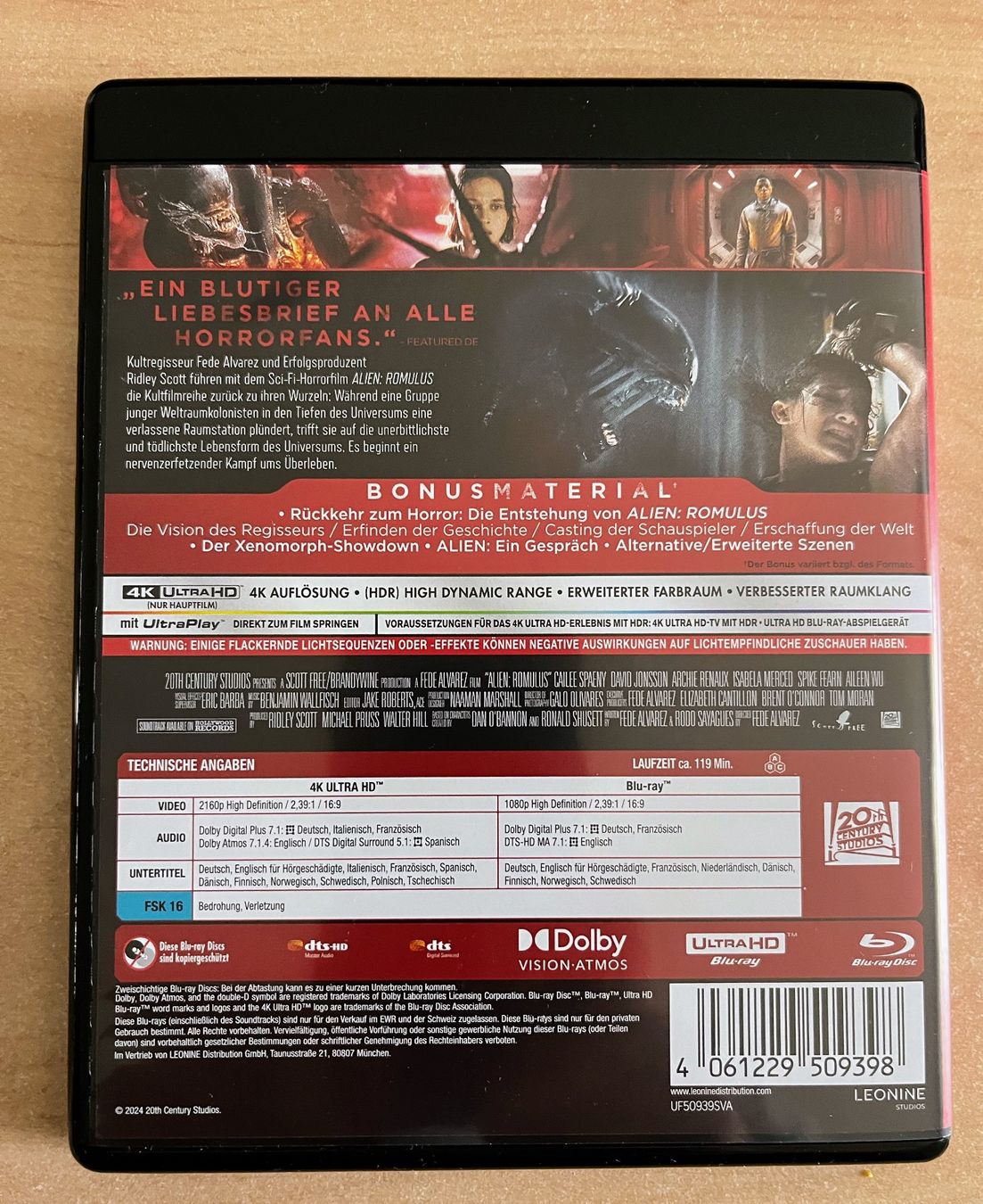 Alle DVDs: Alien Romulus - 4K Ultra HD Blu-ray (2024) – Gebraucht aus Rüfenacht BE von  2