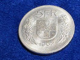 1 x 5.- Fr. 1967, 835 Silber, 15 Gr.