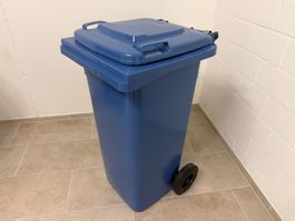 SULO Mülltonne 120L Blau – mit praktischem Sackhalter-Rahmen