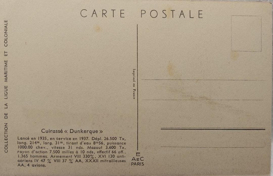 Cartoline postali: Navire - Cuirassé "Dunkerque" - Lancé en 1935 – Nuovo (secondo la descrizione) da Delémont venduto da Domdom1 1