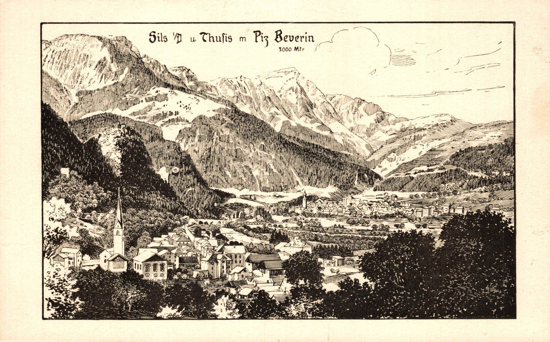 Cartoline postali: Sils i/D. und Thusis mit Piz Beverin – Usato da Bronschhofen venduto da Astore