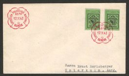 1943 : Genfer  Block Einzelwerte auf ET Brief, KP 250.--