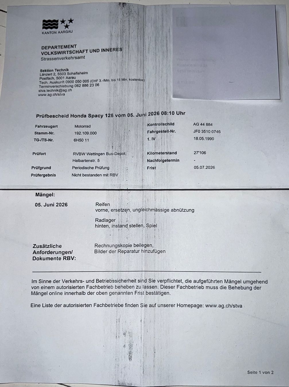 Honda Scooter: Honda Spacy Scooter 125ccm ab 1.- – Difettoso da Wettingen venduto da Wespi4 5