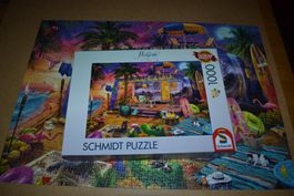 Puzzle 1000 Teile - Mit dem Wohnwagen am Meer