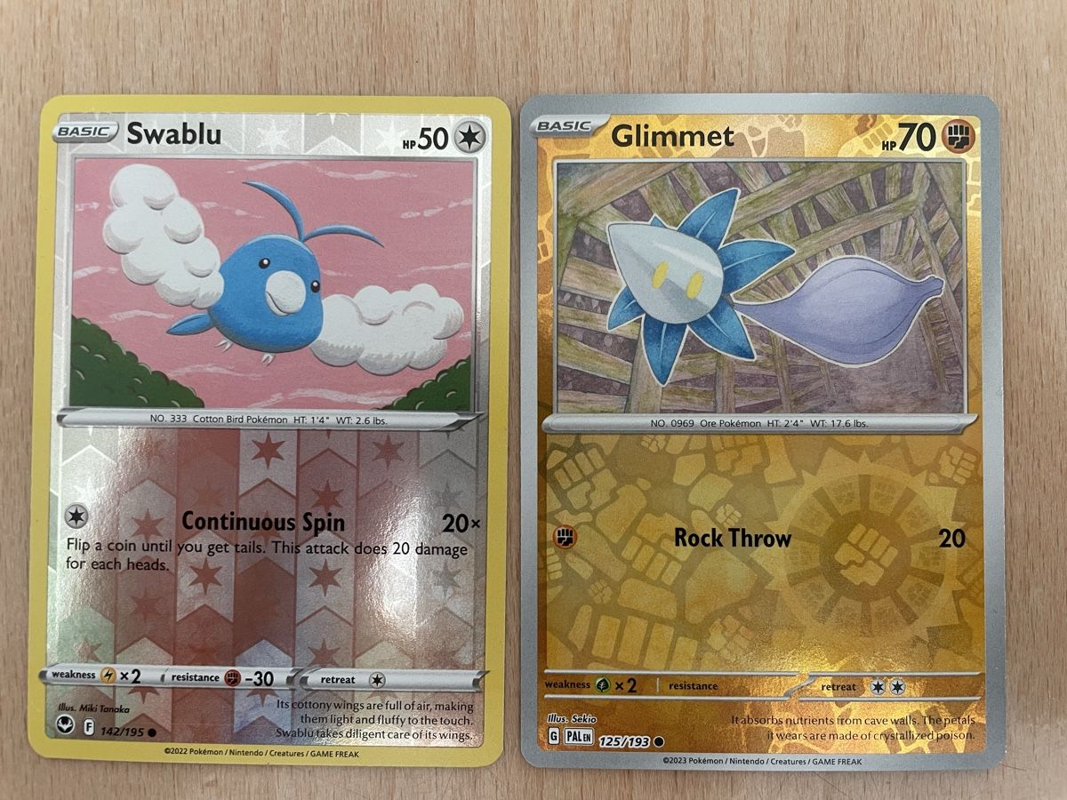 Pokémon Sammelbilder & Trading cards: Pokémon Glimmet Basic + Swablu Basic – Sammelkarten – Neu (gemäss Beschreibung) aus Rechthalten von mau_c8tq