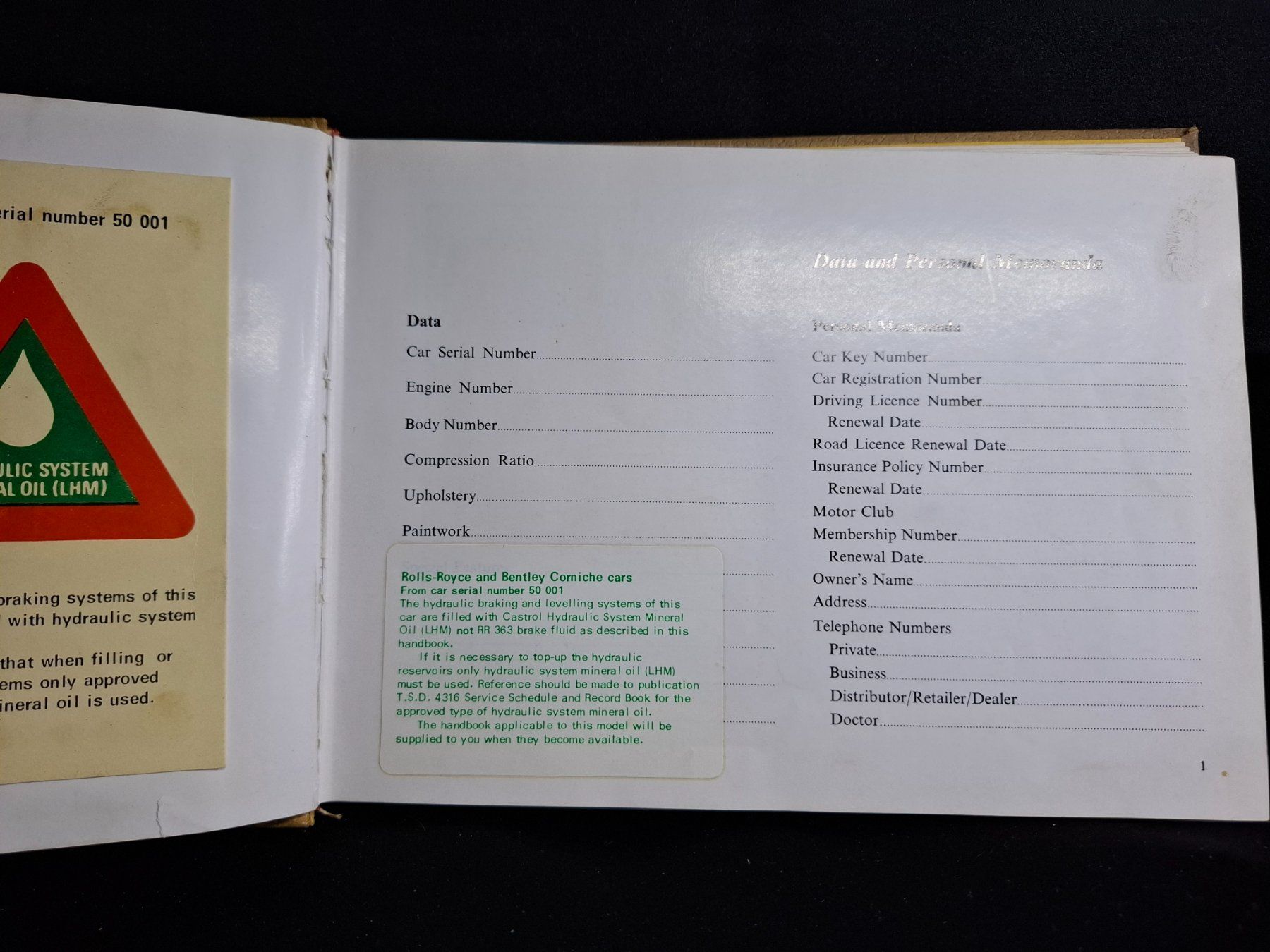 Rolls-Royce Automobili: Rolls-Royce Corniche Benutzer Handbuch  1976 – Usato da Schlieren venduto da Alena020_0 4