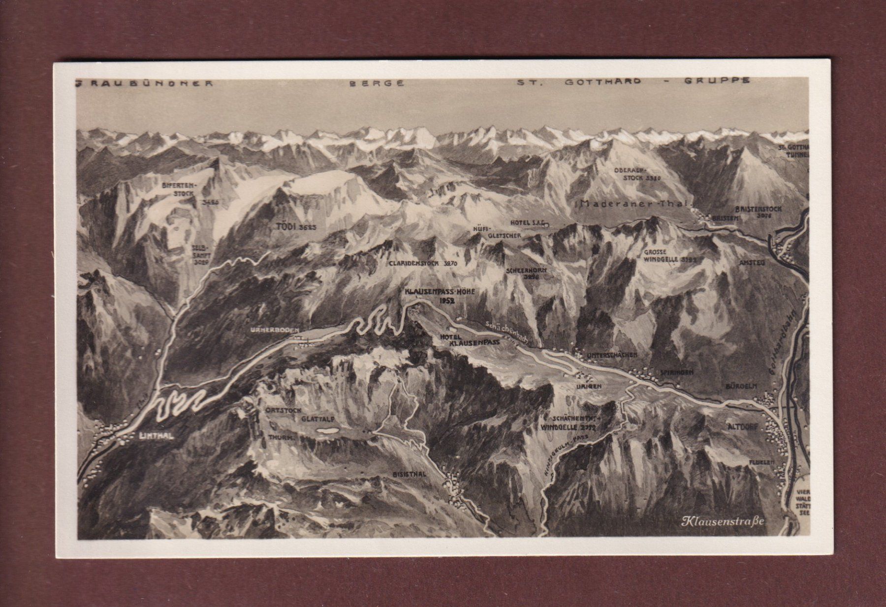 Cartoline postali: KLAUSENSTRASSE - Vogelschau – Usato da Pully venduto da nicecards-shop