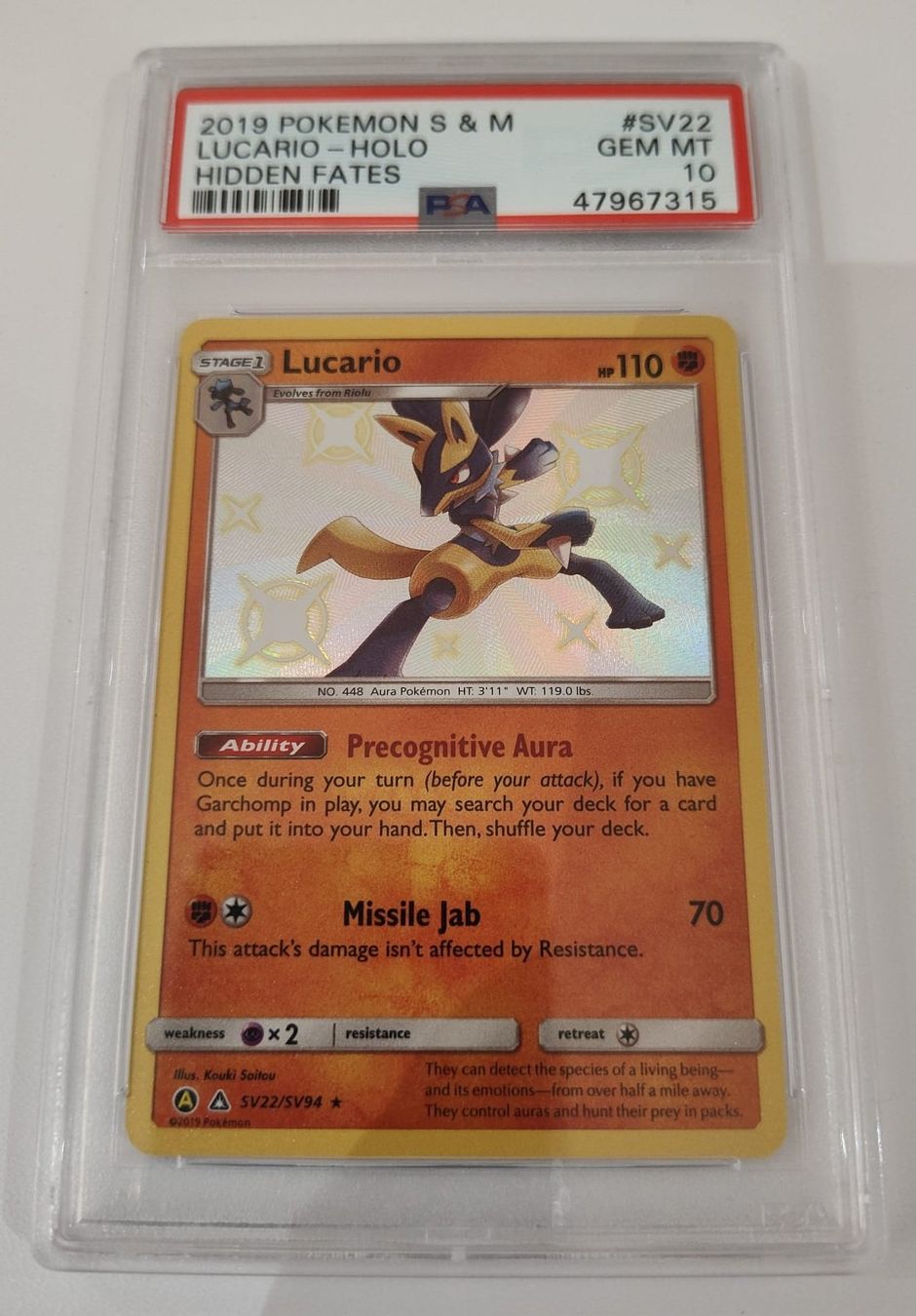 Pokémon Carte collezionabili: Pokémon Lucario Holo PSA 10 – Usato da Frauenfeld venduto da ThePhantom